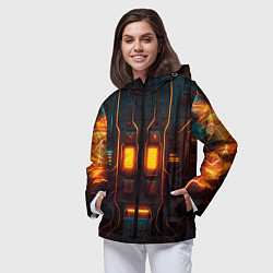Ветровка с капюшоном женская Паттерн в стиле киберпанк, цвет: 3D-черный — фото 2