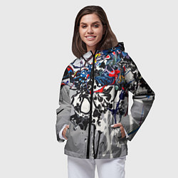 Ветровка с капюшоном женская Нейросеть рисует абстракцию, цвет: 3D-черный — фото 2