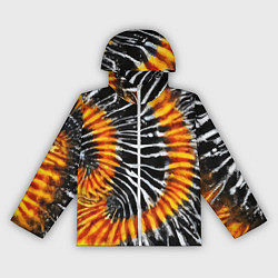 Ветровка с капюшоном женская Tie dye - тай дай в черно белую полоску, цвет: 3D-белый