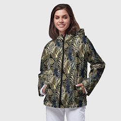Ветровка с капюшоном женская Оливковый тропический узор, цвет: 3D-черный — фото 2