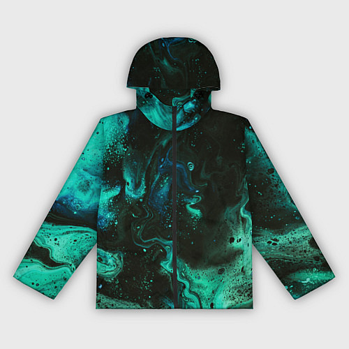 Женская ветровка Черно-зеленые разводы краски / 3D-Черный – фото 1