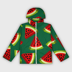 Ветровка с капюшоном женская Арбуз, кусочек или долька арбуза, цвет: 3D-белый