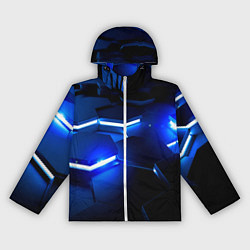 Ветровка с капюшоном женская Металлические соты с синей подсветкой, цвет: 3D-белый