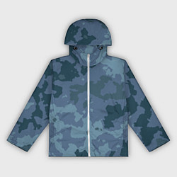 Ветровка с капюшоном женская Камуфляж синий, цвет: 3D-белый