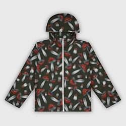 Ветровка с капюшоном женская Мухоморы - паттерн, цвет: 3D-белый