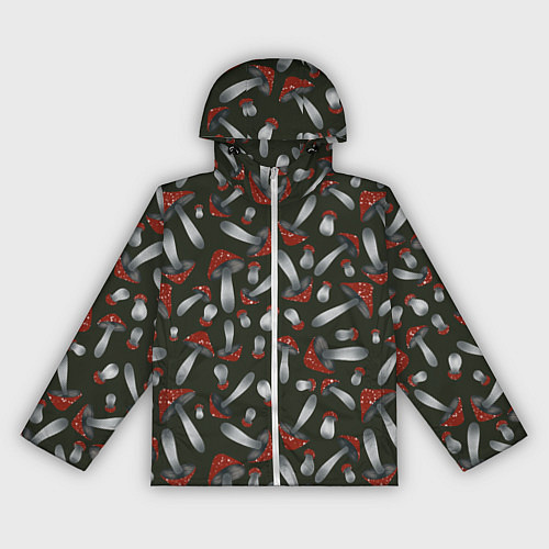 Женская ветровка Мухоморы - паттерн / 3D-Белый – фото 1