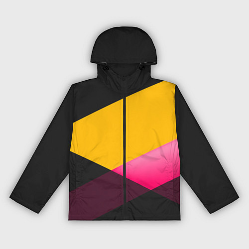 Женская ветровка Желто-розовый дизайн на черном фоне / 3D-Черный – фото 1
