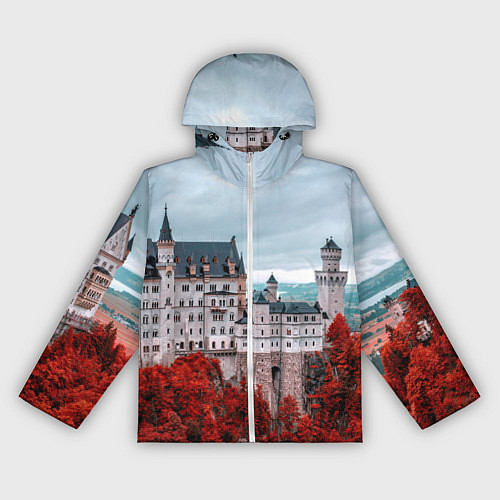 Женская ветровка Замок в горах и красный лес / 3D-Белый – фото 1