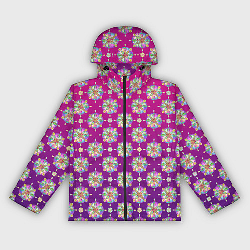 Женская ветровка Абстрактные разноцветные узоры на пурпурно-фиолето / 3D-Черный – фото 1