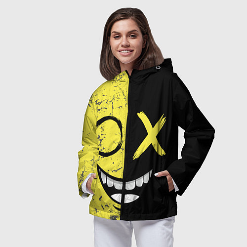 Женская ветровка Смайлик с улыбкой / 3D-Черный – фото 3
