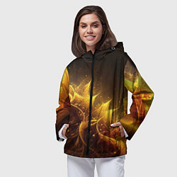 Ветровка с капюшоном женская Желтая абстракция и брызги, цвет: 3D-черный — фото 2