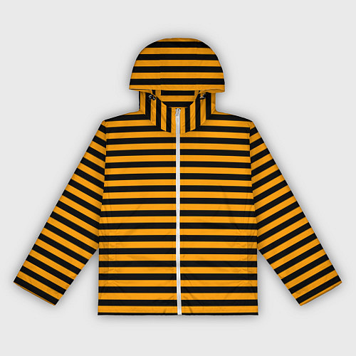 Женская ветровка Черно-оранжевые полосы - пчелиный образ / 3D-Белый – фото 1