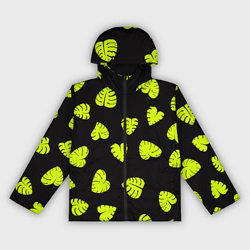 Женская ветровка Листья - Монстера / 3D-Черный – фото 1