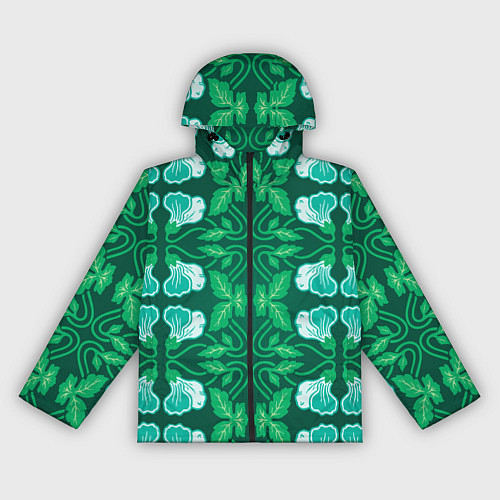 Женская ветровка Зелёный цветочный паттерн / 3D-Черный – фото 1