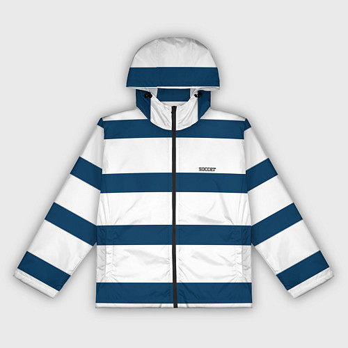 Женская ветровка Бело-синий полосатый узор / 3D-Черный – фото 1