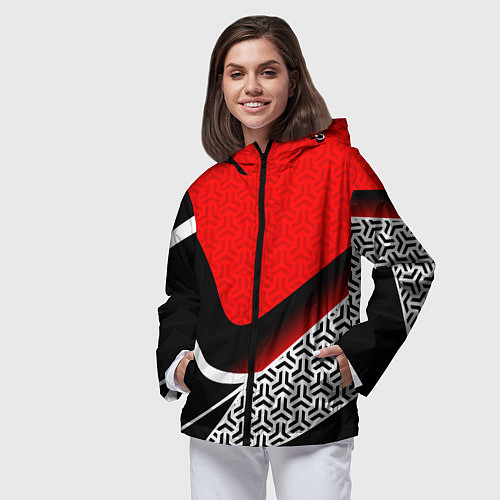 Женская ветровка Геометрическая униформа - красная / 3D-Черный – фото 3