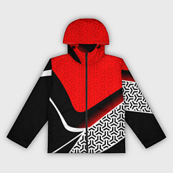 Ветровка с капюшоном женская Геометрическая униформа - красная, цвет: 3D-черный