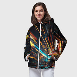 Ветровка с капюшоном женская Кубический взрыв, цвет: 3D-белый — фото 2