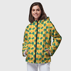 Ветровка с капюшоном женская Летний паттерн с апельсинами, цвет: 3D-черный — фото 2