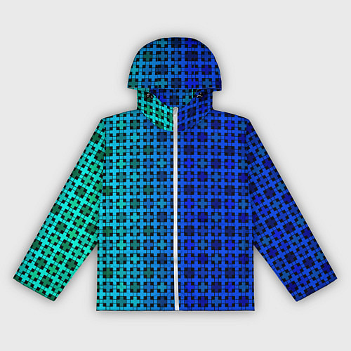 Женская ветровка Сине-зеленый геометрический узор / 3D-Белый – фото 1