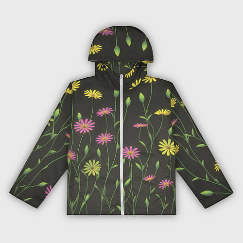 Женская ветровка Полевые цветочки на темном фоне / 3D-Белый – фото 1