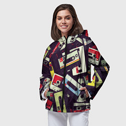 Ветровка с капюшоном женская Кассета 90-е, цвет: 3D-черный — фото 2