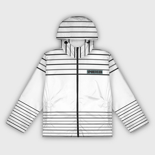 Женская ветровка Черно белый полосатый узор с лейблом спортклуб / 3D-Черный – фото 1