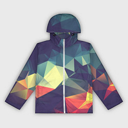 Ветровка с капюшоном женская Разноцветный полигональный узор, цвет: 3D-белый