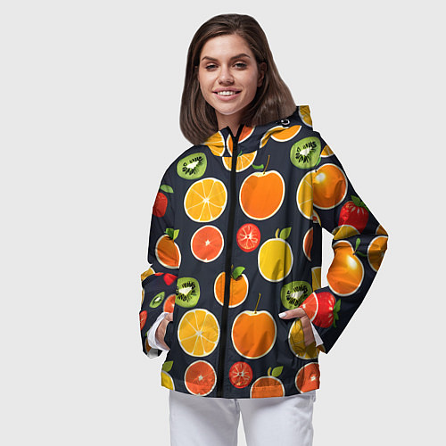 Женская ветровка Фрукты и ягоды / 3D-Черный – фото 3