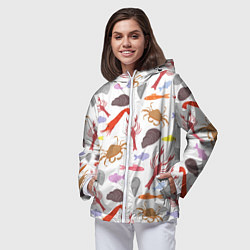 Ветровка с капюшоном женская Морской пейзаж, цвет: 3D-белый — фото 2