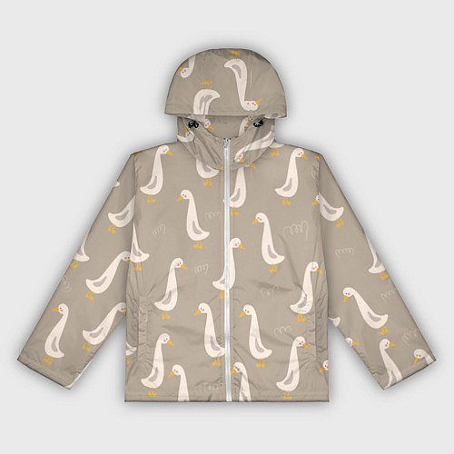 Женская ветровка Утки на травке - бежевый / 3D-Белый – фото 1