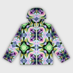 Ветровка с капюшоном женская Разноцветная мраморная мозаика, цвет: 3D-белый