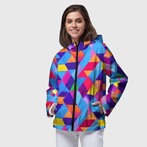 Женская ветровка Геометрическая абстракция красок / 3D-Черный – фото 3