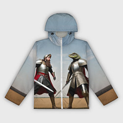 Ветровка с капюшоном женская Древний Рус против Ящера, цвет: 3D-белый