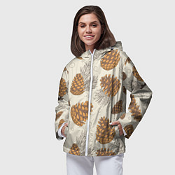 Ветровка с капюшоном женская Шишки, цвет: 3D-белый — фото 2