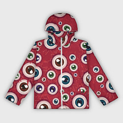 Ветровка с капюшоном женская Множество жутких глаз, цвет: 3D-белый