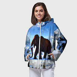 Ветровка с капюшоном женская Мамонт ледникового периода, цвет: 3D-белый — фото 2