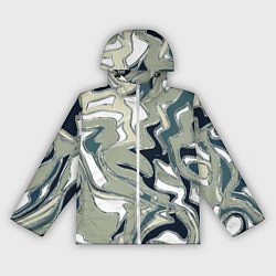 Ветровка с капюшоном женская Абстракция оливковый, цвет: 3D-белый