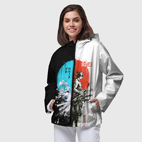 Женская ветровка Зоро в инверсии - One Piece / 3D-Черный – фото 3