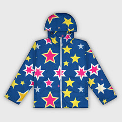 Ветровка с капюшоном женская Звёзды разных цветов, цвет: 3D-белый