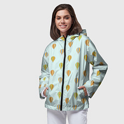 Ветровка с капюшоном женская Полёт на шаре, цвет: 3D-черный — фото 2