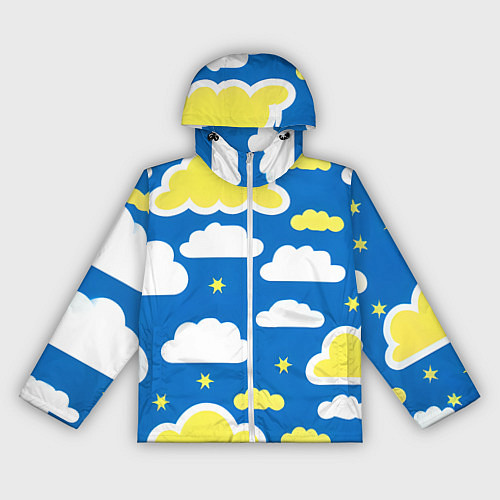 Женская ветровка Рисованные облака и звёзды / 3D-Белый – фото 1