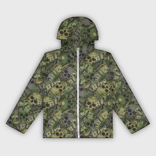 Женская ветровка Камуфляж с черепами и долларами / 3D-Белый – фото 1