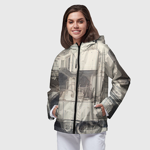 Женская ветровка Футуристическая архитектура будущего / 3D-Черный – фото 3