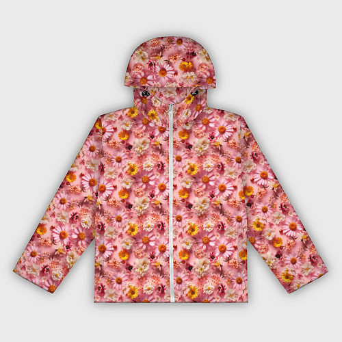 Женская ветровка Желтые белые и розовые цветы / 3D-Белый – фото 1