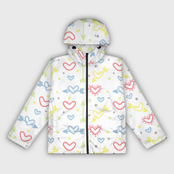 Ветровка с капюшоном женская Color hearts, цвет: 3D-черный