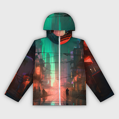 Женская ветровка Кибер город будущего / 3D-Белый – фото 1