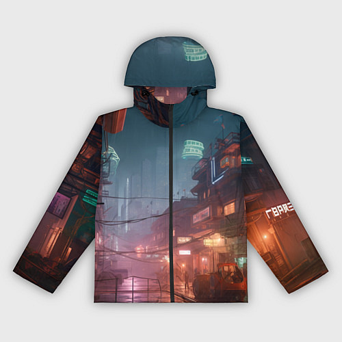 Женская ветровка Киберпанк город будущего / 3D-Черный – фото 1