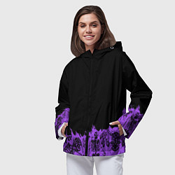 Ветровка с капюшоном женская Скелеты в неоновом огне, цвет: 3D-черный — фото 2