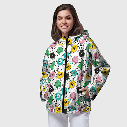Женская ветровка Весёлые монстры / 3D-Черный – фото 3